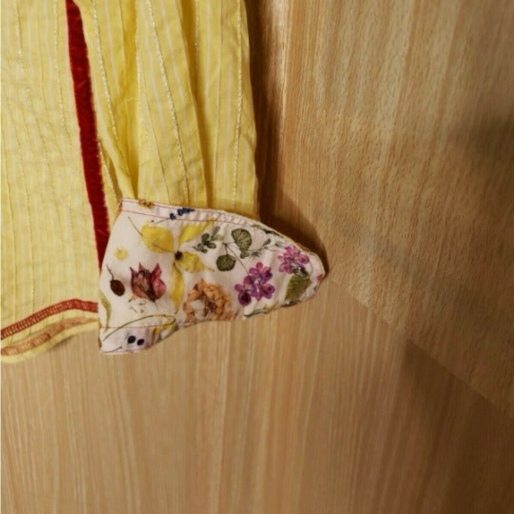 Georg Roth Yellow Button Down Shirt with Floral Accents - Picture 3 of 9